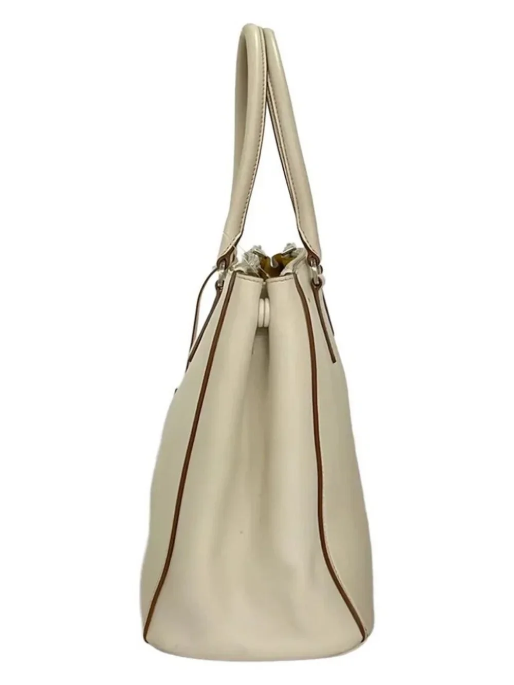 PRADA 1BA274 Cream Leather Women's Handbag